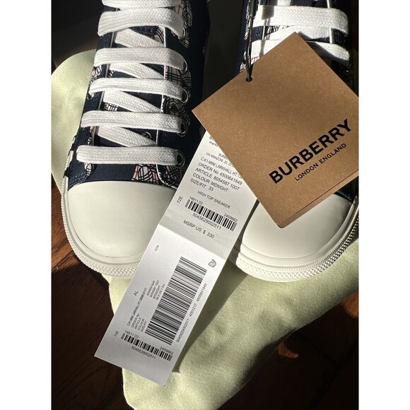 Burberry Kid's Thomas Bear High-Top Sneakers 11.5 NIB - Picture 5 of 10